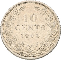 No reserve - 10 Cent. Wilhelmina. 1906. Prachtig.