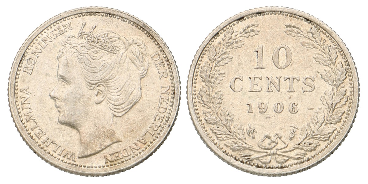 No reserve - 10 Cent. Wilhelmina. 1906. Prachtig.