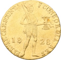 No reserve - Gouden dukaat. Willem I. 1828. Zeer Fraai.