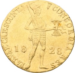 No reserve - Gouden dukaat. Willem I. 1828. Zeer Fraai.