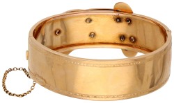 No reserve - 14K Geelgouden antieke gesp armband met zaadparels.