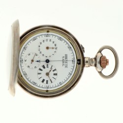 Breveté SGDG - zilveren kast - Heren zakhorloge met stopwatch functie.