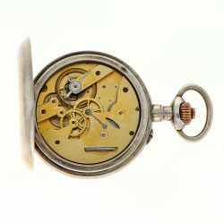 Breveté SGDG - zilveren kast - Heren zakhorloge met stopwatch functie.