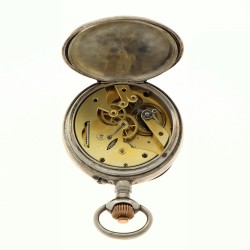 Breveté SGDG - zilveren kast - Heren zakhorloge met stopwatch functie.
