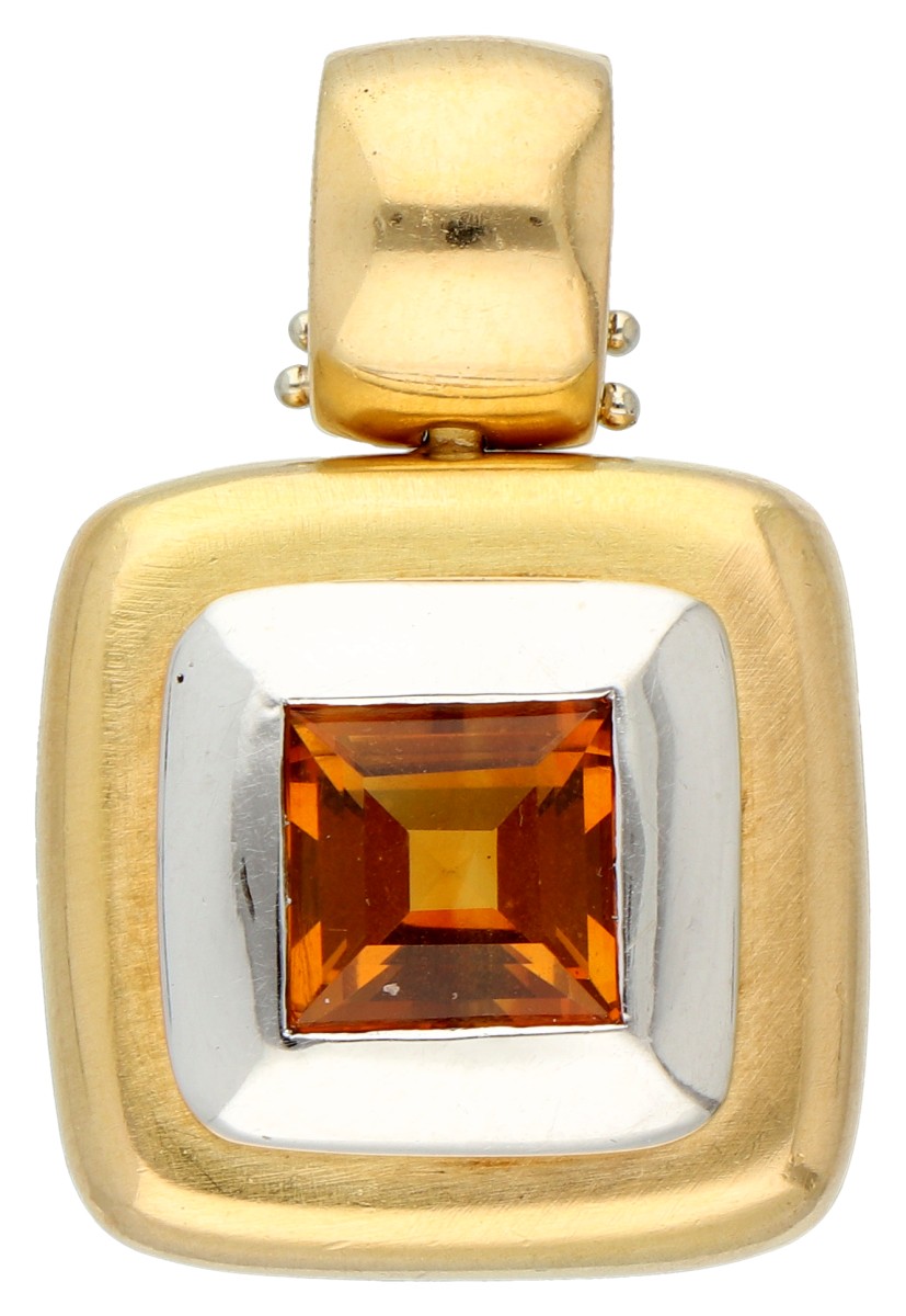 18K Geelgouden hanger bezet met ca. 1.28 ct. citrien.