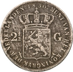 No reserve - 2½ Gulden. Willem III. 1850. Zeer Fraai.