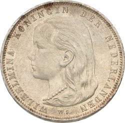 1 Gulden. Wilhelmina. 1892. UNC.