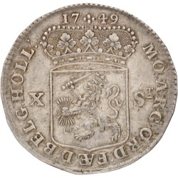 Halve Generaliteitsgulden van X stuiver. Holland. 1749. AU 53.