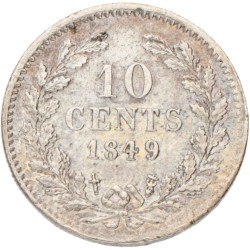 10 Cent. Willem II. 1849 geen punt. UNC details