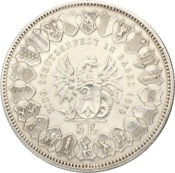 Switzerland. Basel. 5 Francs - Shooting Festival. 1879.