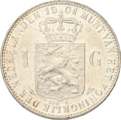 1 Gulden. Wilhelmina. 1898. Zeer Fraai.