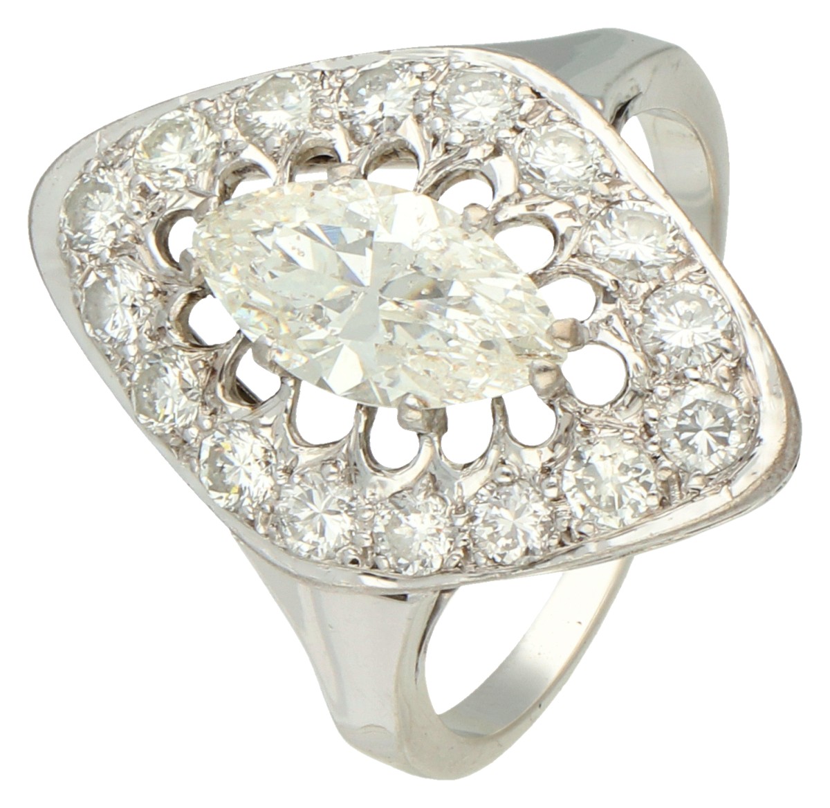 14K Witgouden ring bezet met ca. 1.75 ct. diamant.