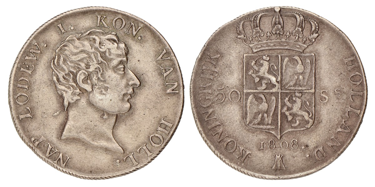 50 stuiver. Lodewijk Napoleon. 1808. Zeer Fraai +.