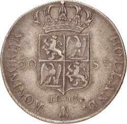 50 stuiver. Lodewijk Napoleon. 1808. Zeer Fraai +.