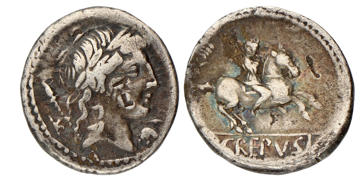 Roman Republic. P. Crepusius. Denarius. ND (82 BC).