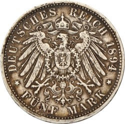 German states. Hamburg. 5 Mark. 1894 J.
