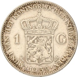 1 Gulden. Wilhelmina in London. 1939. Fraai +.