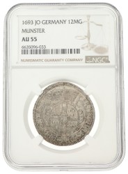 German states. Münster. Friedrich Christian von Plettenberg. 12 Mariengroschen. 1694 JO.