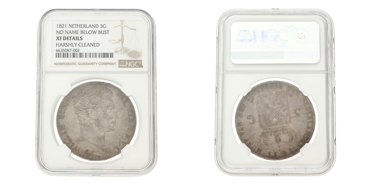 3 Gulden. Willem I. 1821 zonder naam Michaut. XF details.