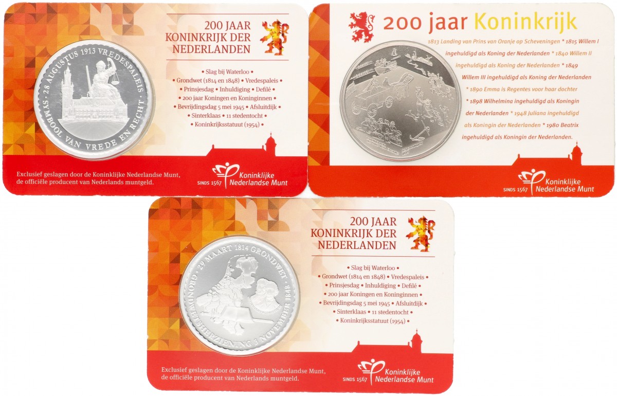 Nederland. Lot (3). 200 Jaar Koninkrijk. Penning in coincard. 2013.