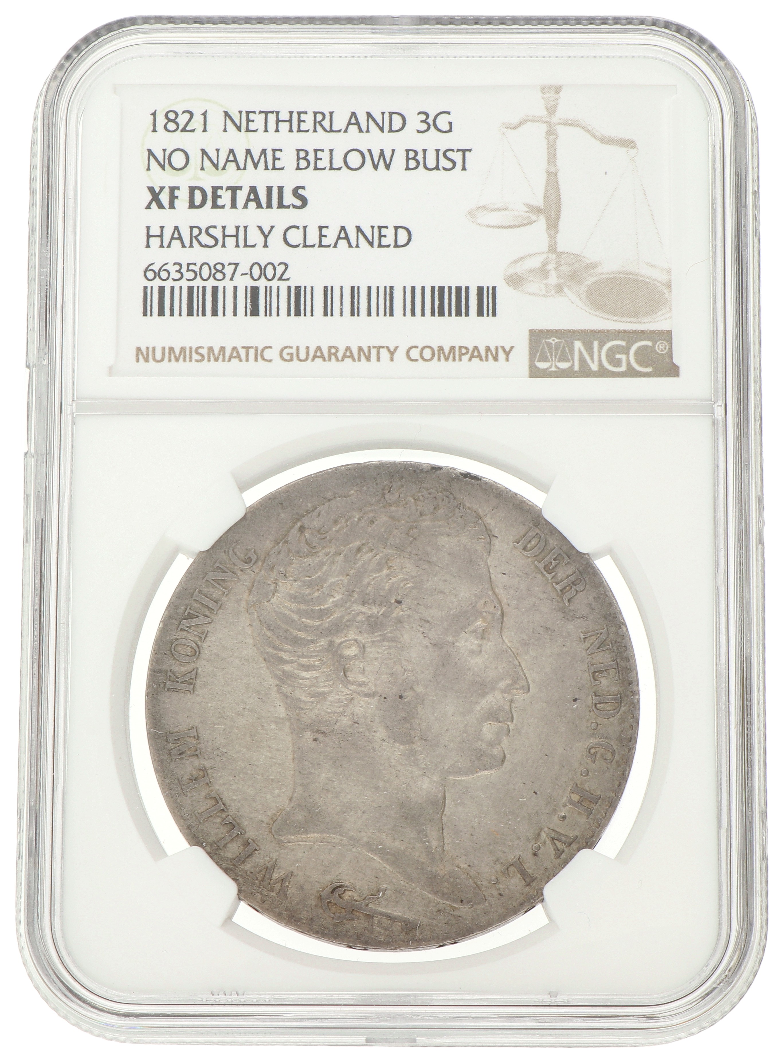 3 Gulden. Willem I. 1821 zonder naam Michaut. XF details.