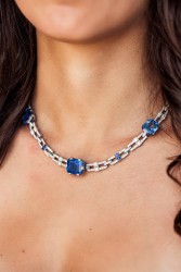 IGI certified platinum necklace with 75.00 ct. natural sapphires and 7.40 ct. diamond.