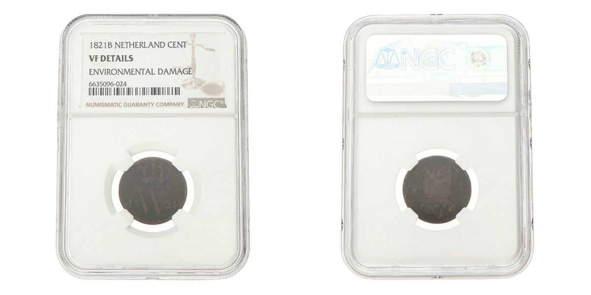 1 Cent. Willem I. 1821 B. VF details.