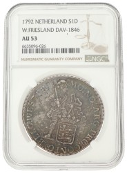 Zilveren dukaat. West-Friesland. 1792. AU 53.