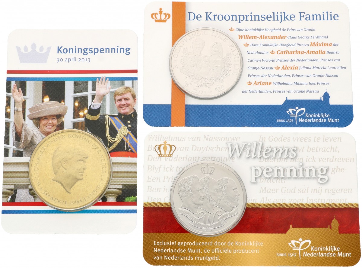 Nederland. Lot (3). Penning in Coincard "Koninklijk". 2012 en 2013.