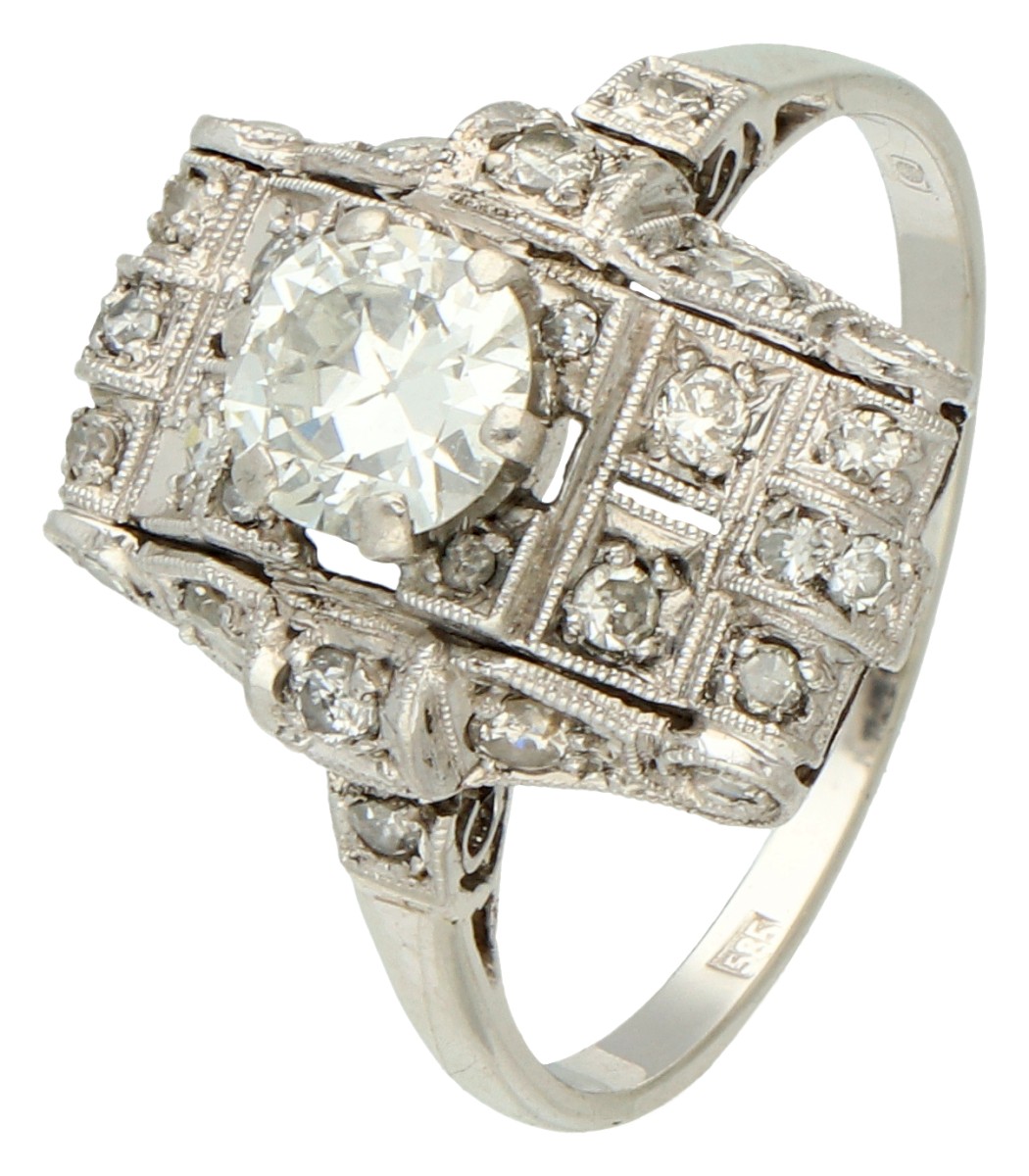 14K Witgouden Art Deco ring bezet met ca. 0.50 ct. diamant.