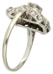 14K Witgouden Art Deco ring bezet met ca. 0.50 ct. diamant.