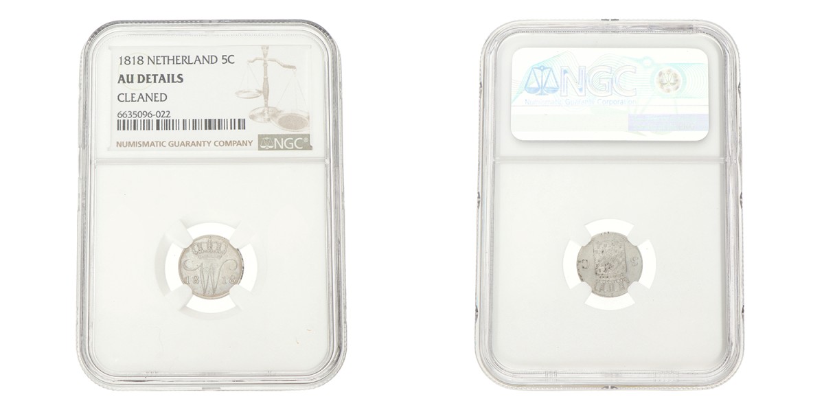 5 Cent. Willem I. 1818 U. AU details.