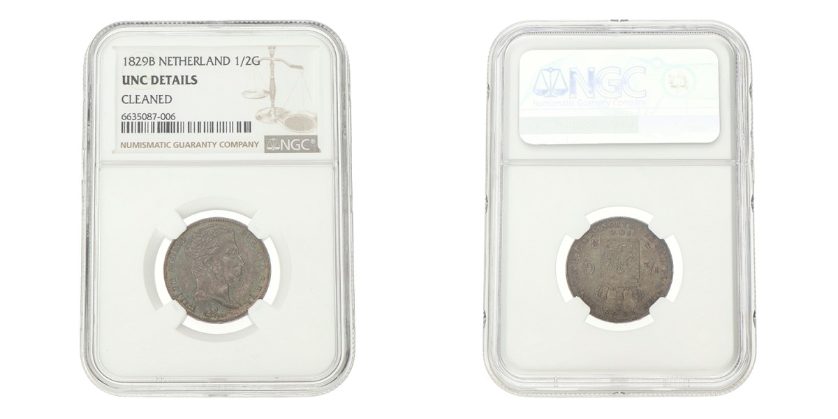 ½ Gulden. Willem I. 1829(/23?) B. UNC details.