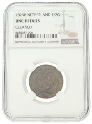½ Gulden. Willem I. 1829(/23?) B. UNC details.