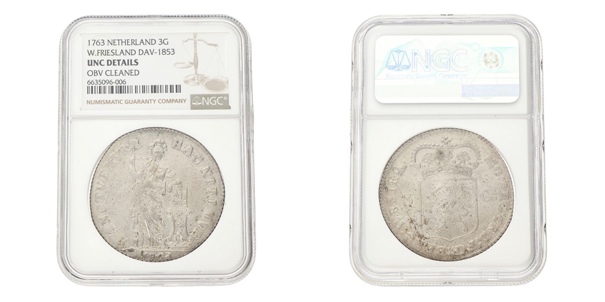 3 gulden - Generaliteits. West-Friesland. 1763. UNC details.