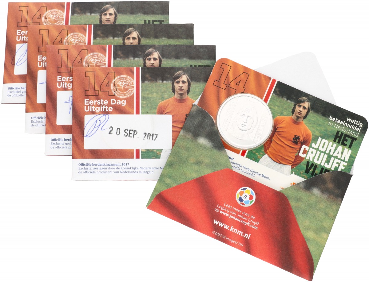 Nederland. Lot (5) Johan Cruijff Vijfje Eerste dag Uitgifte. 2017.