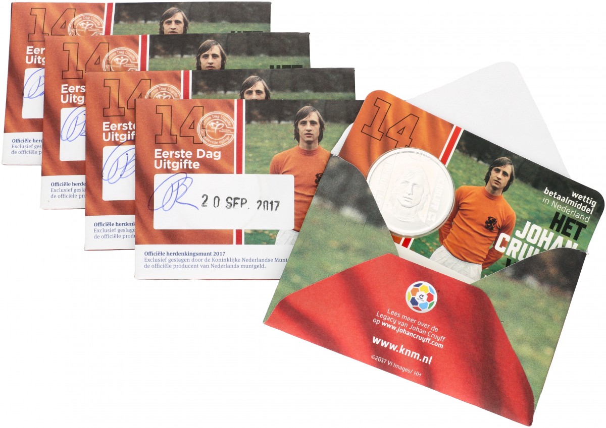 Nederland. Lot (5) Johan Cruijff Vijfje Eerste dag Uitgifte. 2017.
