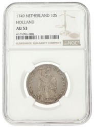 Halve Generaliteitsgulden van X stuiver. Holland. 1749. AU 53.