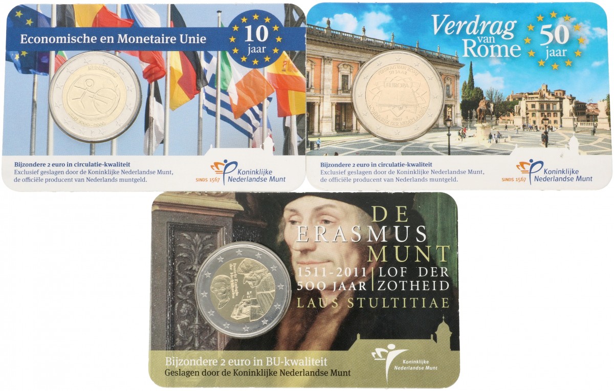 Nederland. Lot (3) 2 Euro in Coincard. 2007, 2009 en 2011.