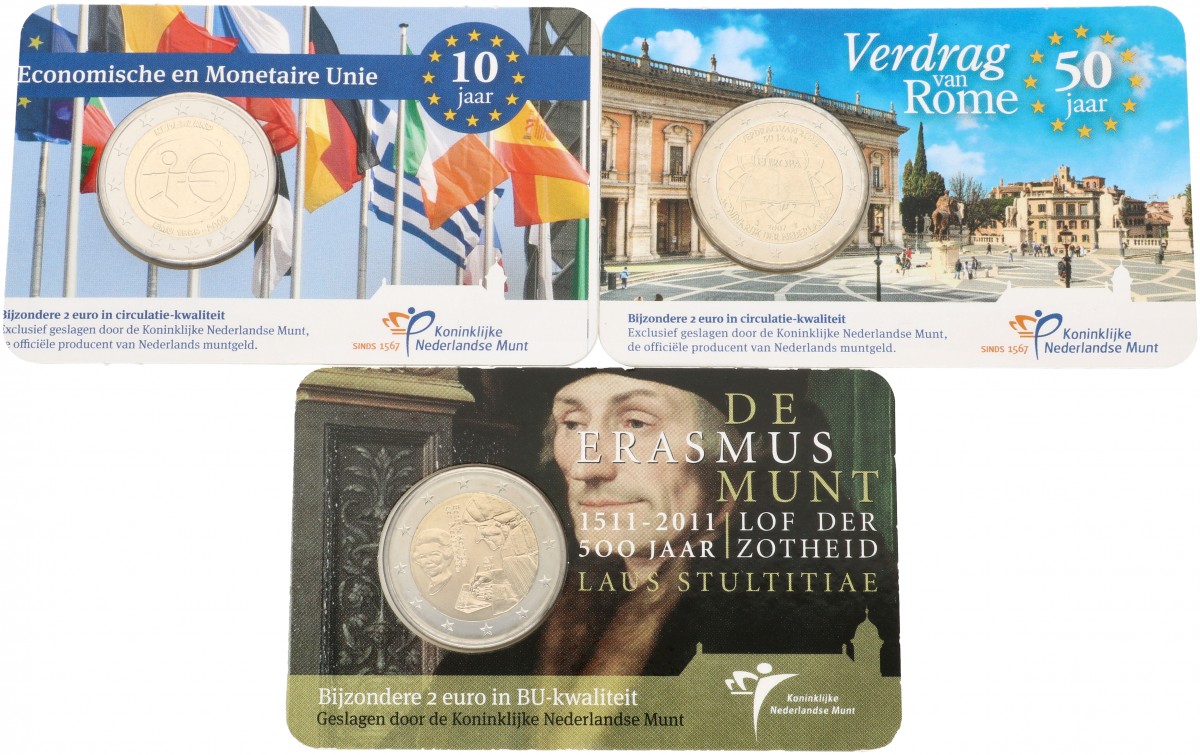 Nederland. Lot (3) 2 Euro in Coincard. 2007, 2009 en 2011.