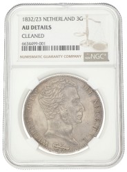 3 Gulden. Willem I. 1832/23. AU details.