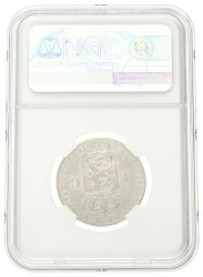 1 Gulden. Wilhelmina. 1896. XF details.
