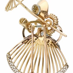 Geelgouden Depose broche, met ca. 0.68 ct. diamant - 18 kt. (Margin scheme)