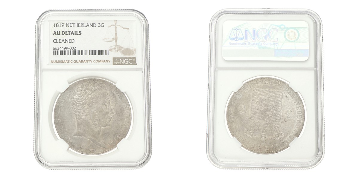 3 Gulden. Willem I. 1819. AU Details.