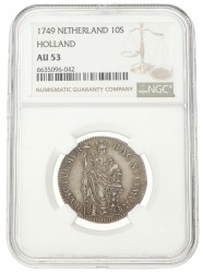 Halve generaliteitsgulden van X stuiver. Holland. 1749. AU 53.