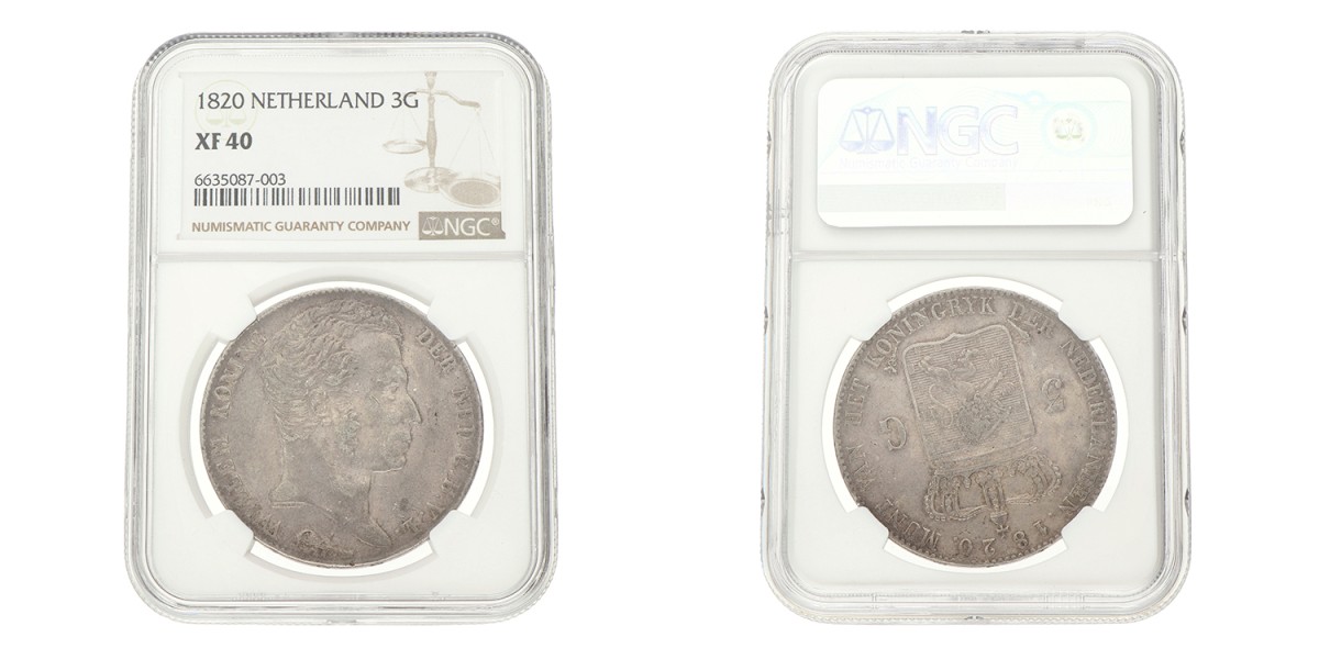 3 Gulden. Willem I. 1820. XF 40.