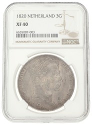 3 Gulden. Willem I. 1820. XF 40.