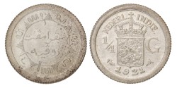 ¼ Gulden. Nederlands-Indië. Wilhelmina. 1921. MS 66.