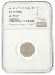 10 Cent. Willem I. 1823 B. AU details.