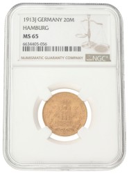German states. Hamburg. 20 Mark. 1913 J.